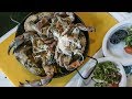 Seafood, Oysters, Crabs and Octopus on Grill. Warsaw Street Food, Poland