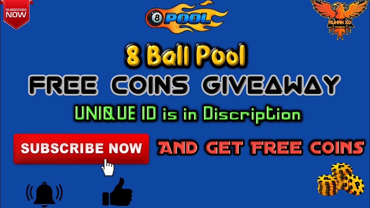8 Ball Pool Coins Giveaway UNIQUE ID is in DISCRIPTION