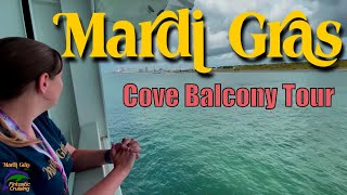 Carnival Mardi Gras Cove Balcony 5462 Room Tour (with balcony comparison)