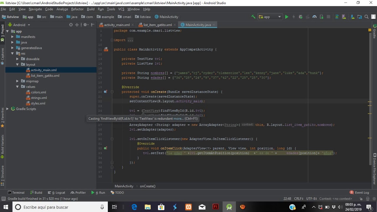 listview en android studio (explicacion) - YouTube