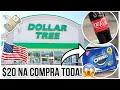 DESAFIO DOS $20 NA DOLLAR TREE 💸😍 O QUE CONSEGUI COMPRAR COM APENAS VINTE DÓLARES NOS EUA 🇺🇸