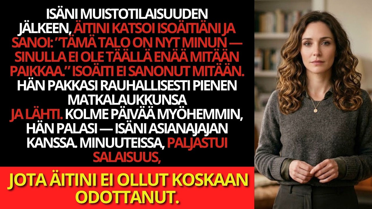 Muistotilaisuuden jälkeen äiti käski isoäidin lähteä–3 päivää myöhemmin hän palasi lakimiehen kanssa