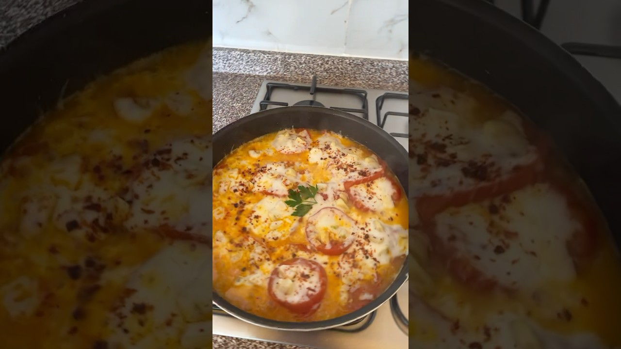 3 Malzemeli Nefis Kahvaltı ???? #pratiktarifler #mutfakta #yemektarifleri #kaşarpeyniri #domates #ocak