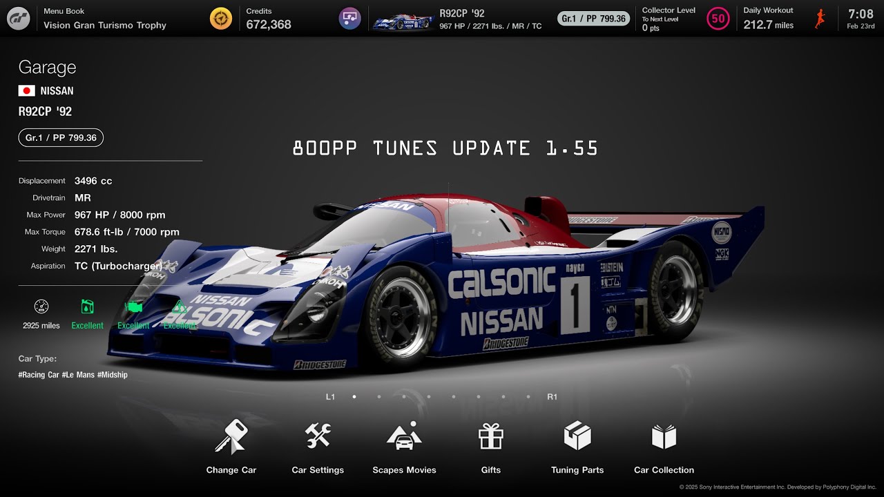 [Gran Turismo 7] Nissan R92CP'92 800pp tunes update 1.55 - YouTube