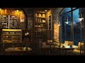 Cozy coffee shop ambience with relaxing jazz music rain sounds and crackling fireplace  8 hours