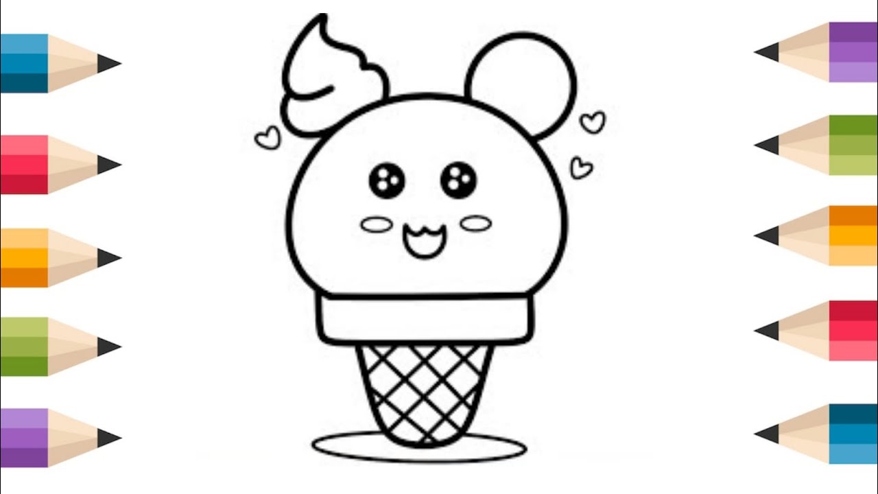 How To Draw cute Ice-cream Drawing, Painting & Coloring For Kids and Toddlers_ Child Art  😆☺️