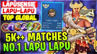 5K++ Matches No.1 Lapu Lapu [ Top 1 Global Lapu-Lapu ] LāpùSęnsię - Mobile Legends Emblem And Build