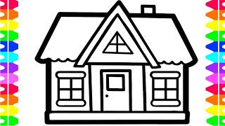 House drawing, Coloring for kids and Toddlers, Let's Draw and learn together.