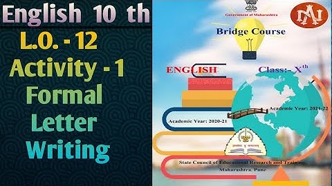 Std.10 English | Bridge Course L.O. 12 Activity no.1 | Formal Letter | By Narayani Tech Academy