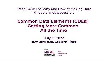 Common Data Elements (CDEs): Getting More Common All the Time