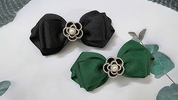 How to make a pretty ribbonbow hairclip | Tự làm kẹp tóc nơ đơn giản mà siêu xinh cùng Solmi