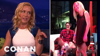 Angela Kinsey: Johnny Knoxville Loves To Harass Me | CONAN on TBS