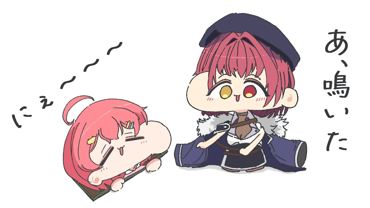 【手描き】無言で裏作業しているみこちと鳴くマリン船長【さくらみこ/宝鐘マリン/ホロライブ切り抜き】