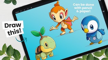 How To Draw Pokémon (Turtwig, Chimchar & Piplup) • Character Breakdown Practice