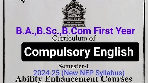 Dr BAMU BA/BSc/BCom First Year 2024-25 Compulsory English (AEC) New Syllabus (First Sem)