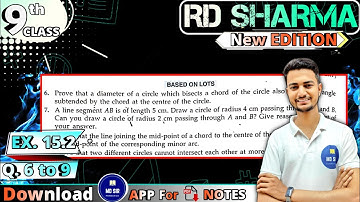 Exercise 15.2 Q6 to Q9 | RD Sharma Class 9 | Chapter 15 Circles | CBSE | MD Sir 9