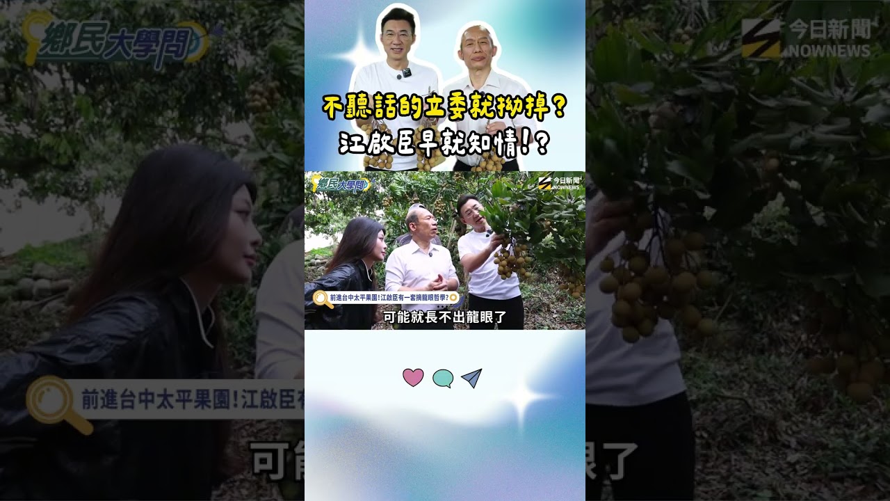 立委不聽話？ 就應該拗掉！#韓院長 授 #江啟臣 摘龍眼政治術！《鄉民大學問》｜NOWNEWS