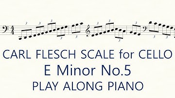Cello Scale Carl Flesch E Minor No.5 Scale System 3 Octave Slow Practice Play Along Piano