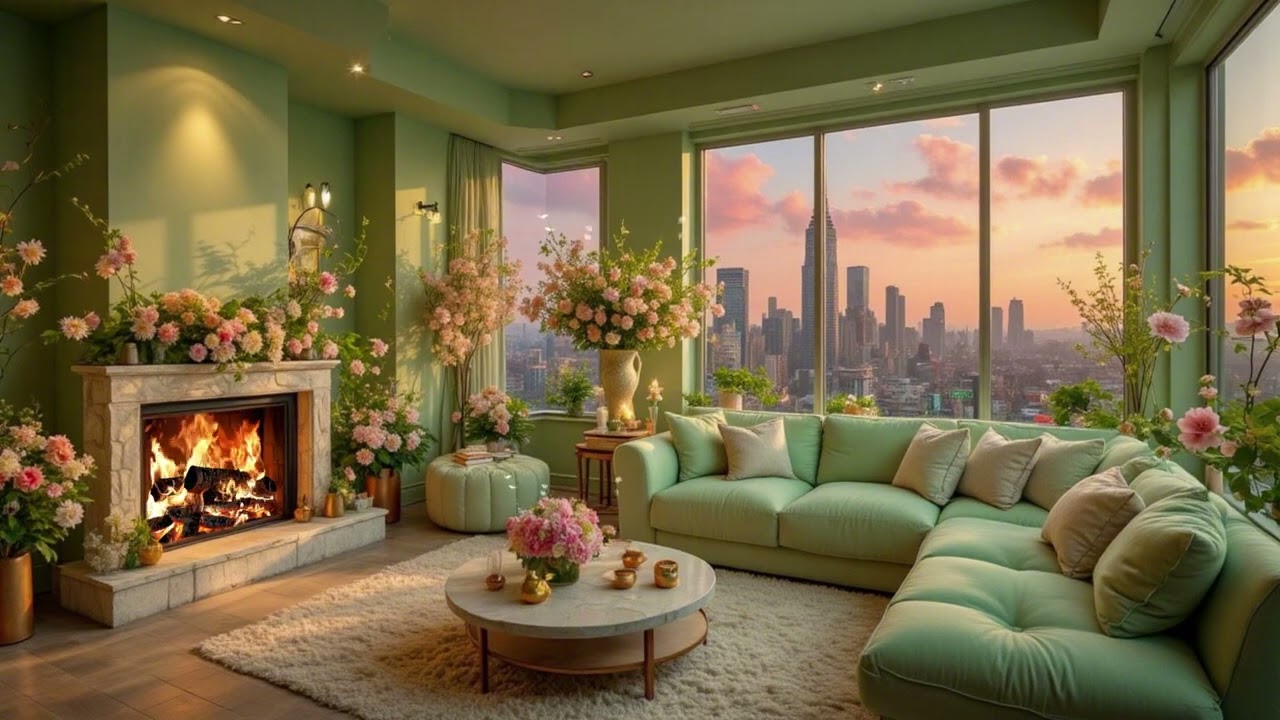 Piano Music & Crackling Fire | Warm Ambience for Cozy Moments