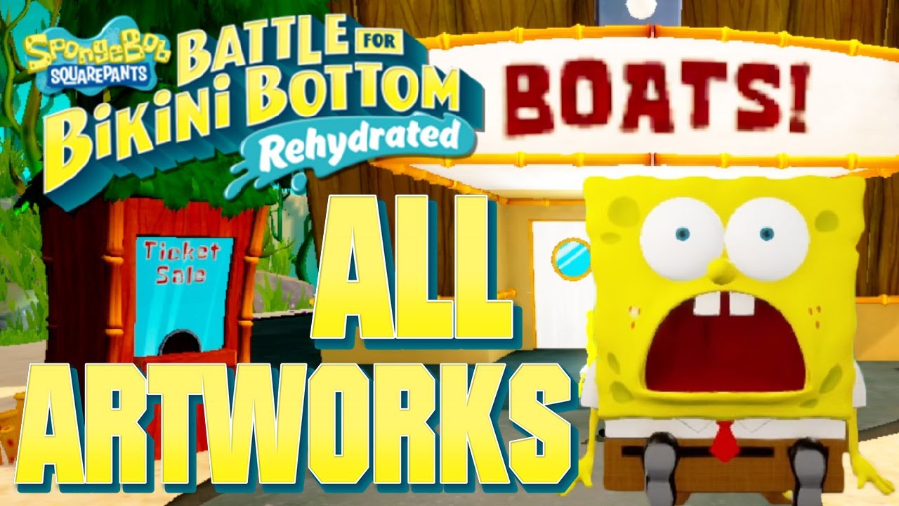 All Artworks In The Theater Spongebob Squarepants Battle For Bikini Bottom Rehydrated Youtube