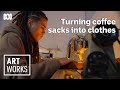 Coffee bag jackets and curtain vests  noah johnsons wearable art  art works