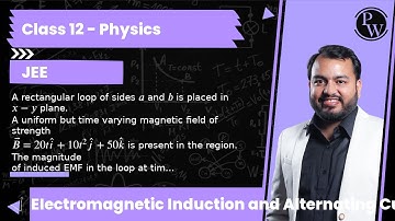 A rectangular loop of sides a and b is placed in x-y plane. A uniform but time varying magnetic f...