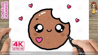 how draw cute cookie easy kawaii drawing kids toddlers