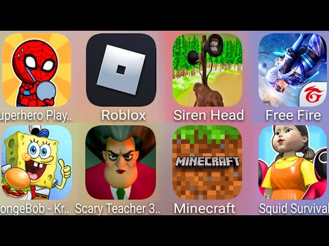 Superhero Play 456,Roblox,Siren Head Haunted,Free Fire,Squid Survival,Minecraft,SpongeBob Krusty....