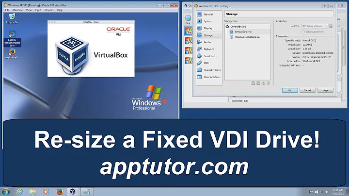 How to re-size or expand a Virtualbox VM virtual machine Fixed VDI Drive Virtualbox 5, 4.3