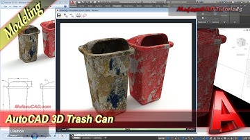Autocad Tutorial Surface Modeling + Rendering | Trash Can Practice Exercise 42