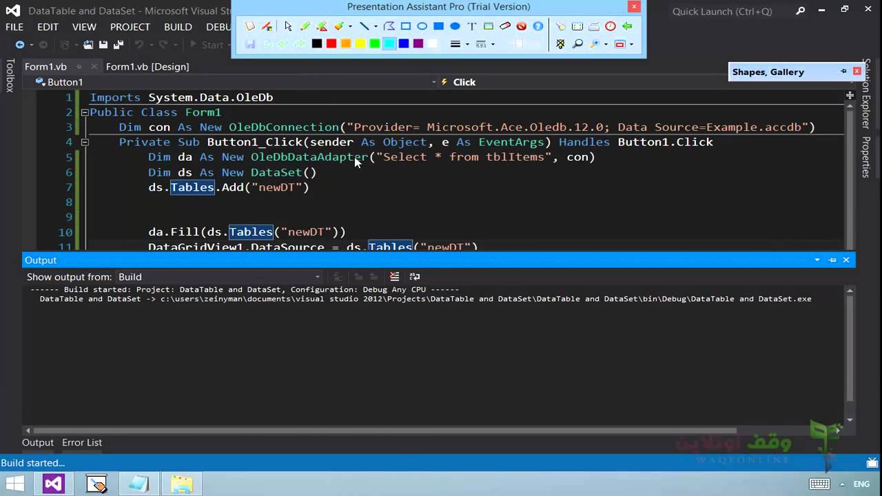 Vb 2012 access 29 dataset and datatable youtube