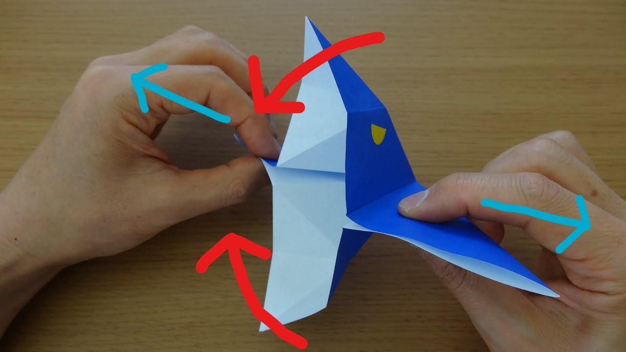 動く折り紙 かみつくサメ 作り方 Moving Origami Biting Shark Youtube