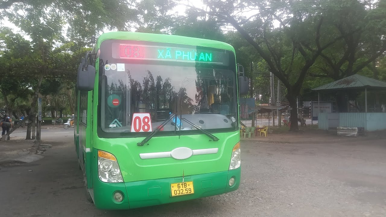 Bus Bình Dương - Full hành trình lượt đi xe buýt 08 rời BX.Khách Bình Dương đến BX.Buýt Dầu Tiếng