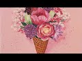 Easy Ice Cream Cone Flower Bouquet Acrylic Painting LIVE Tutorial