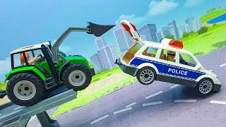 Мультики с машинками - Трактор Полицейская машина  Неуловимый воришка. Игрушечные мультфильмы.