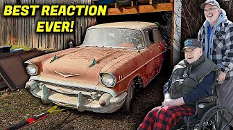 Grandfather's 1957 Chevy Bel Air CLEANED For the First Time in 52 Years! | Best Reaction EVER