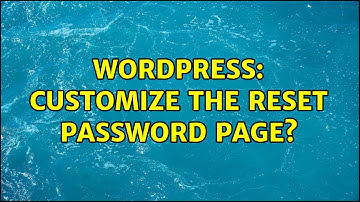 Wordpress: Customize the reset password page?
