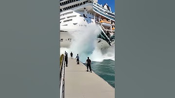 Out-of-Control Cruise Ship Slams Hard Into the Dock!