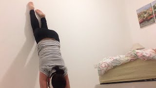 My New challenge yoga handstand walk up the wall