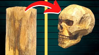 💀 HOW TO CARVE a SKULL in WOOD, Crafts DAY OF THE DEAD and HALLOWEEN { WOODCARVING }