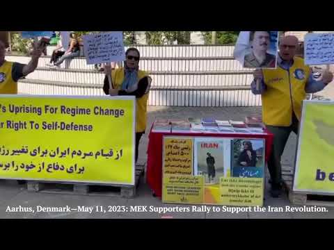 Aarhus, Denmark—May 11, 2023: MEK Supporters Rally to Support the Iran Revolution.