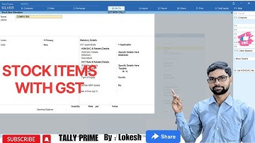 HOW TO CREATE STOCK ITEM WITH GST IN TALLYPRIME II STOCK ITEM WITH GST II GST STOCK ITEMS II