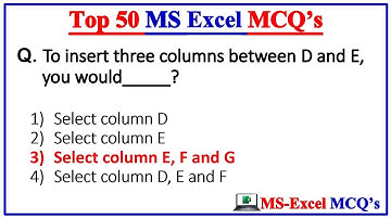 MOST REPEATED MS EXCEL MCQS PART 2