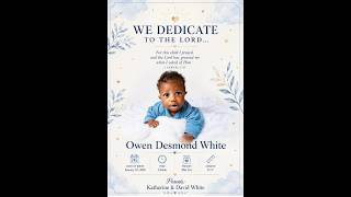Baby Dedication Owen White Sabbath July 25 2026