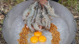 Garlic Butter Shrimp / Tasty Shrimp Fried Eggs Recipe / River Shrimp Cooking Soybean Paste