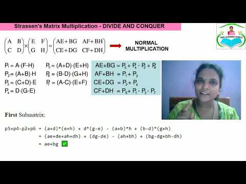 STRASSENS MATRIX MULTIPLICATION - DIVIDE AND CONQUER