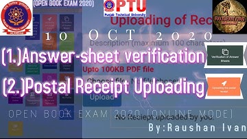 Postal Receipt Uploading Notice || Answer Sheet verification || PTU Open Book Exam 2020