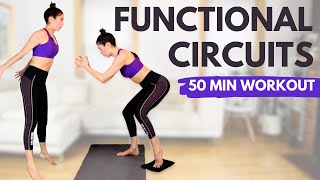 Total Body Functional Circuits Workout (50 Mins) - Slider + Bodyweight Exercises