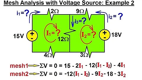 Electrical Engineering: Ch 3: Circuit Analysis  (11 of 37) Mesh Analysis w/ Voltage Sources: Ex. 2