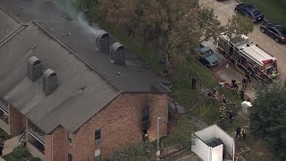 Raw video: Fire burns Clear Lake-area apartments, two firefighters taken to hospital